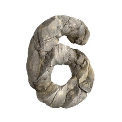 Rock number 6 -  3d boulder digit - Suitable for nature, ecology or environment related subjects