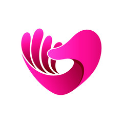 Hand With Love Shape Logo Vector
