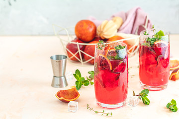 Cocktail bloody orange margarita in highball glass