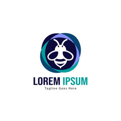 Bee logo template design. Minimalist bee logo with modern frame