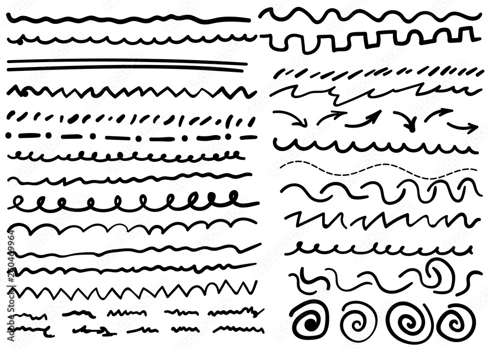 Poster Handmade Collection Set of Underline Strokes in Marker Brush Doodle Style Various Shapes