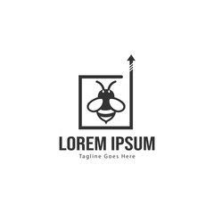 Bee logo template design. Minimalist bee logo with modern frame