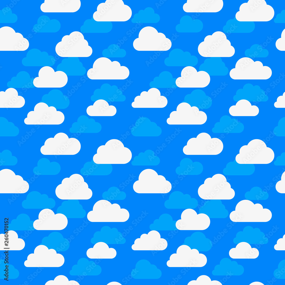 Poster Cute Clouds Pattern. Endless Vector.