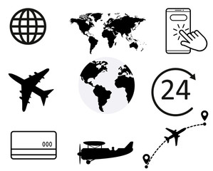 Set of Plane Vector Line icon