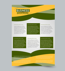 Green and yellow flyer vector design template set. Business brochure. Annual report or magazine cover.