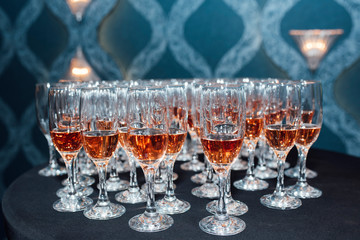 glasses of wine on table in restaurant