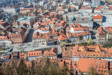 Fototapeta na wymiar View from above of the beautiful city of Ljubljana
