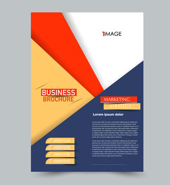 Blue and orange vector flyer template. Abstract brochure background design. Annual report prisoner. tatFor business, education, advertisement.