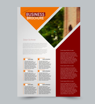 Orange and red vector flyer template. Abstract brochure background design. Annual report prisoner. tatFor business, education, advertisement.