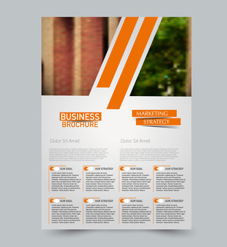 Orange vector flyer template. Abstract brochure background design. Annual report prisoner. tatFor business, education, advertisement.