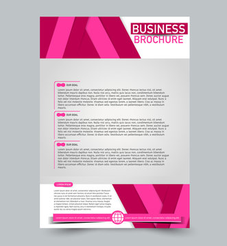 Red and pink vector flyer template. Abstract brochure design. Annual report cover background. For business, education, advertisement. Editable illustration.