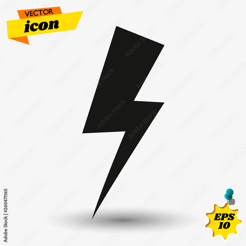 Poster Lightning, electric power vector logo design element. Energy and thunder electricity symbol concept. Lightning bolt sign in the circle. Flash vector emblem template. Power fast speed