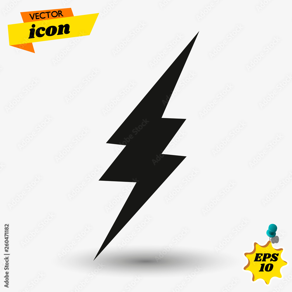 Poster Lightning, electric power vector logo design element. Energy and thunder electricity symbol concept. Lightning bolt sign in the circle. Flash vector emblem template. Power fast speed