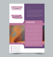 Fototapeta premium Purple vector flyer template. Abstract brochure design. Annual report cover background. For business, education, advertisement. Editable illustration.