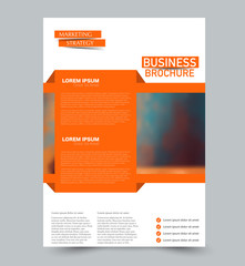Orange vector flyer template. Abstract brochure design. Annual report cover background. For business, education, advertisement. Editable illustration.