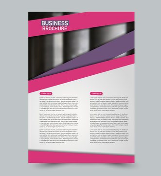 Pink and purple vector flyer template. Abstract brochure design. Annual report cover background. For business, education, advertisement. Editable illustration.