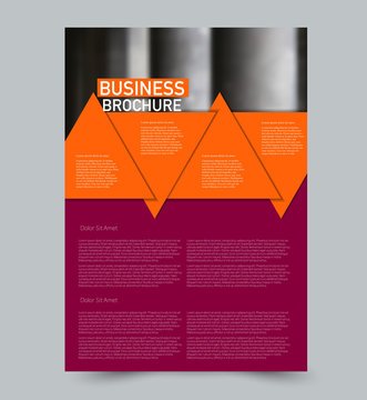 Red and orange vector flyer template. Abstract brochure design. Annual report cover background. For business, education, advertisement. Editable illustration.