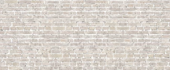 Fotobehang Baksteen textuur muur Beige bakstenen muur naadloos patroon.