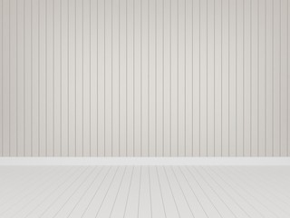 cream wood wall with white wood floor ,3d rendering  empty room