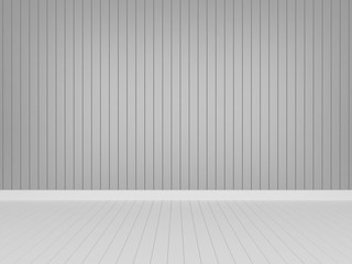 gray wood wall with white wood floor ,3d rendering  empty room