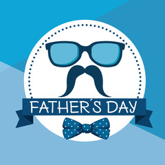 label with glasses and ribbon with mustache to fathers day
