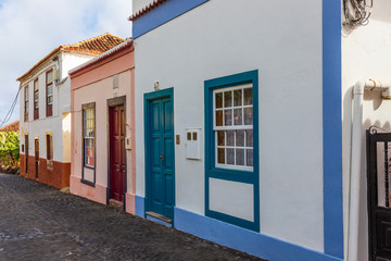 San Andres Spain. 03-08-2019. Typical colored houses at San Andres, La Palma. Canary Islands.