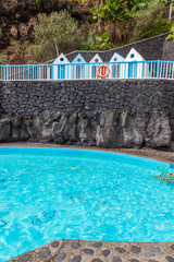 San Andres Spain. 03-08-2019. Natural pools filled with water sea at San Andres, La Palma. Canary Islands.