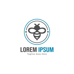 Bee logo template design. Minimalist bee logo with modern frame