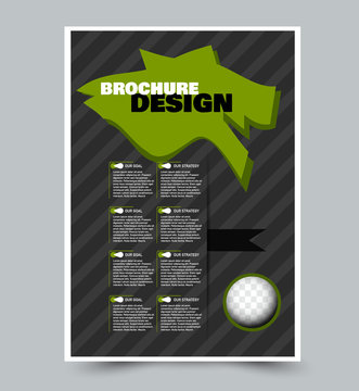 Flyer template. Abstract brochure design. Vector illustration. Black and green color.
