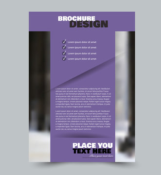 Flyer template design. Abstract brochure or anual report layout. Vector illustration. Purple color.