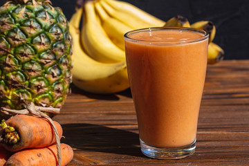 healthy breakfast smoothie drink made of super foods, fruits, berries