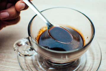 black and strong coffee