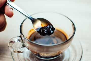 black and strong coffee