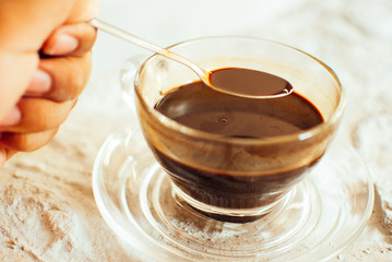 black and strong coffee