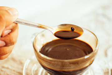 black and strong coffee