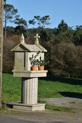 Grenier à grain, à céréales sur pilotis en Galice, Espagne