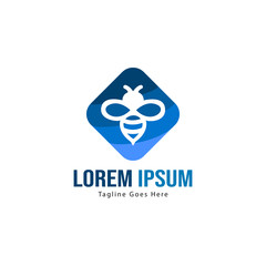 Bee logo template design. Minimalist bee logo with modern frame