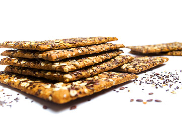 Biscuits with chia seeds and cereals isolated