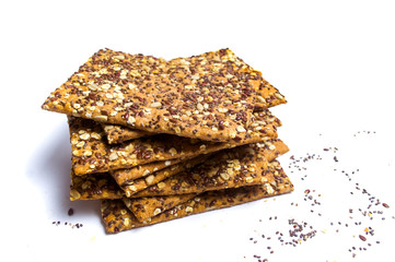 Biscuits with chia seeds and cereals isolated
