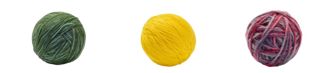 Yarn Balls. Isolated on White Background.