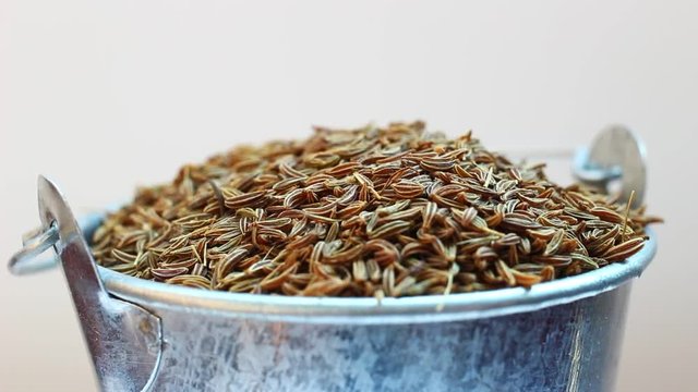 Seeds of cumin in bucket