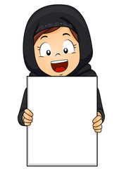 Kid Girl Muslim Qatar Blank Board Illustration