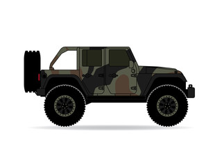 Fototapeta na wymiar Jeep Camouflage 4 x 4 Geländewagen