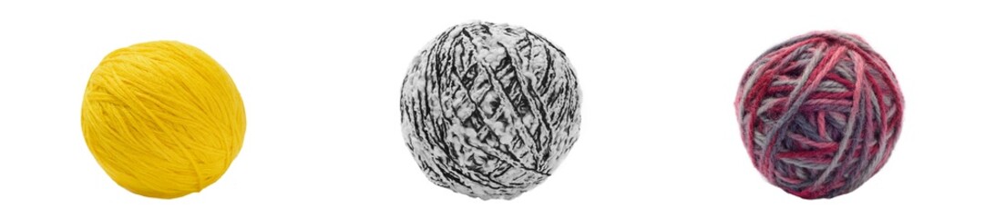 Yarn Balls. Isolated on White Background.