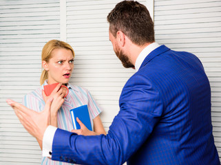 Discrimination concept. Prejudice and personal attitude to employee. Tense conversation or quarrel...