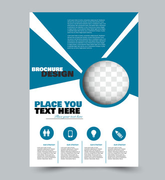 Blue flyer design. Abstract brochure or annual report template. Vector illustration.