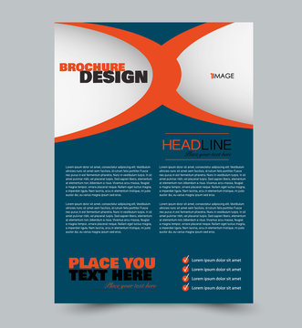 Blue and orange flyer design. Abstract brochure or annual report template. Vector illustration.