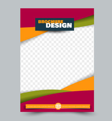 Business flyer design. Abstract brochure or annual report template. Red, green, and orange color. Vector illustration.