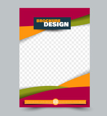 Naklejka premium Business flyer design. Abstract brochure or annual report template. Red, green, and orange color. Vector illustration.