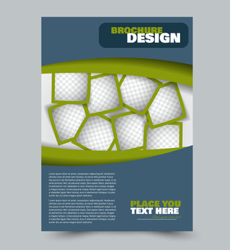 Business flyer design. Abstract brochure or annual report template. Blue and green color. Vector illustration.
